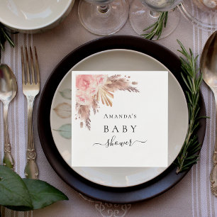 Baby Shower pampas grass rose gold floral Napkins