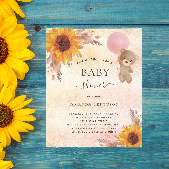 Baby shower pampas grass sunflower teddy budget flyer (Creator Uploaded)
