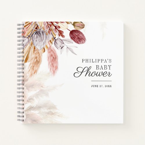 Baby Shower Pampas Grass Tan Terracotta Guest Book