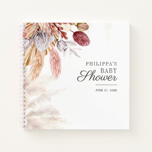 Baby Shower Pampas Grass Tan Terracotta Guest Book