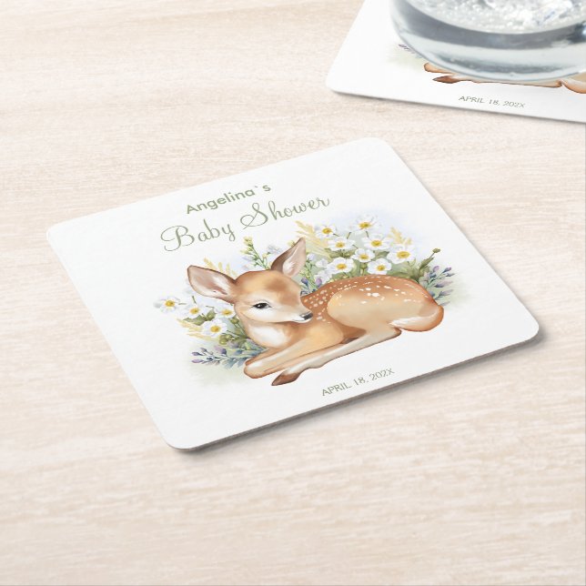 Baby Shower Paper Coaster (Angled)