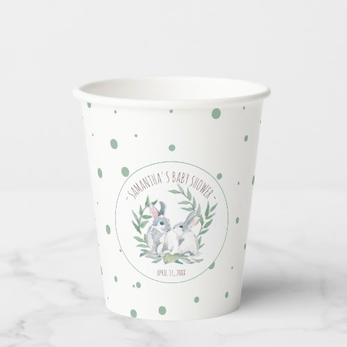 Baby Shower Paper Cups Cute Boho Chic Bunnies