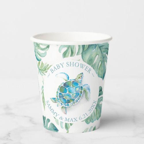 Baby Shower Paper Cups Tropical Sea Turtle