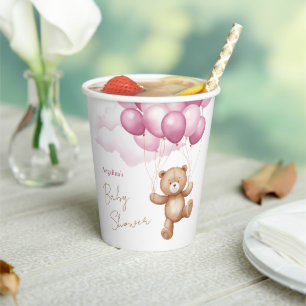 Baby Shower Paper Cups with teddy bear.