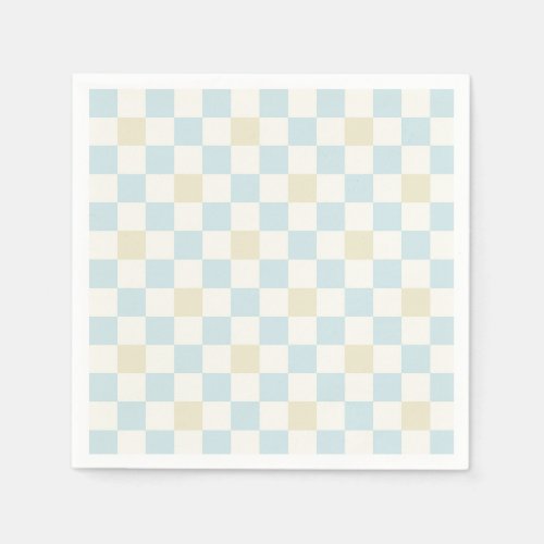 Baby Shower Paper Napkin for a Boy | Blue Check