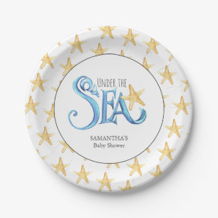 Baby Shower Paper Plates Cute Watercolor Sea