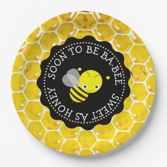 Baby Shower Paper Plates With Honey Bee Theme Zazzle Com