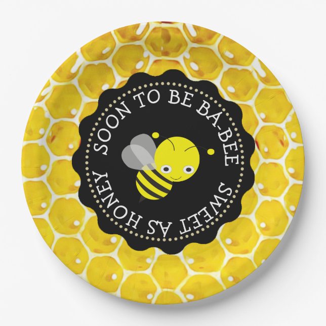 Baby Shower Paper Plates with Honey Bee Theme (Front)