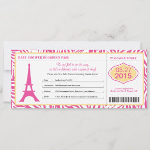 Baby Shower Paris Boarding Pass Invitation