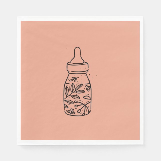 Baby Shower Party Baby Bottle Luncheon Napkins (Front)