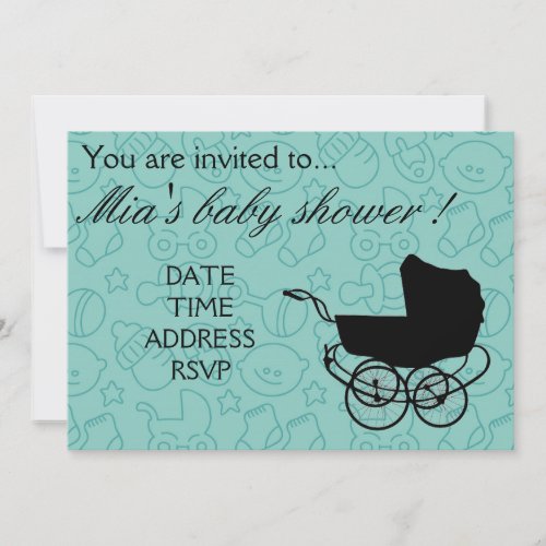 Baby shower party blue baby boy invitation