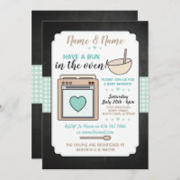 Baby Shower Party Bun in the Oven Gender Reveal Invitation