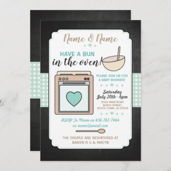 Baby Shower Party Bun In The Oven Gender Reveal Invitation by WOWWOWMEOW at Zazzle