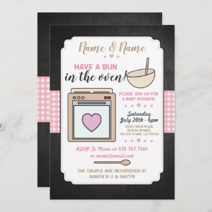 Baby Shower Party Bun in the oven Pink Girl Invitation