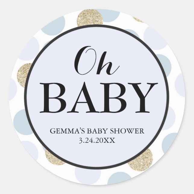 Baby Shower Party Favor Sticker - Polka Dots (Front)