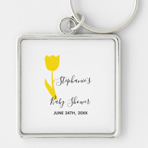 Baby Shower Party Favors Yellow Tulips Floral Keychain