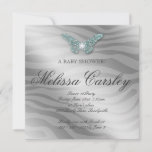 Baby Shower Party Invite Jewelry Butterfly Blue at Zazzle