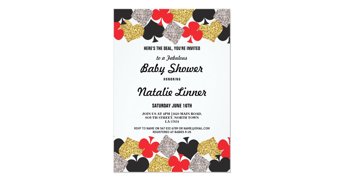 Baby Shower Party Las Vegas Casino Royale Invite Zazzle Com