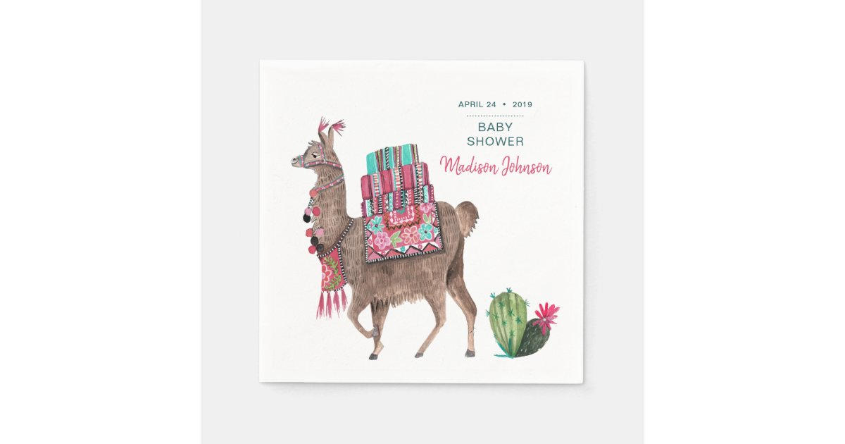Baby shower Party Llama Paper Napkins Zazzle