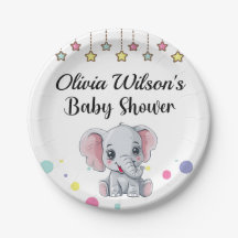 Baby Shower Party Plates, Elephant Theme Plate