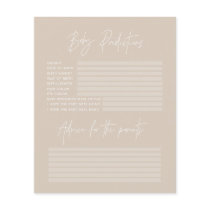 Baby shower party predictions game beige