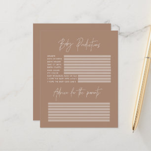 Baby shower party predictions game natural brown