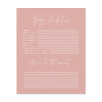 Baby shower party predictions game rose pink