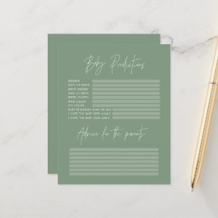Baby shower party predictions game sage green