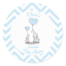 Baby Shower Pastel Baby Elephant with Heart Custom Classic Round Sticker