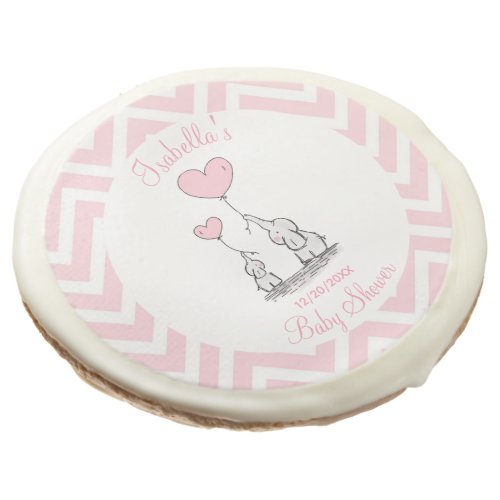Baby Shower Pastel Baby Elephant with Heart Favor Sugar Cookie