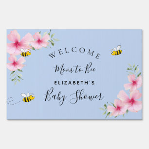 Baby Shower pastel blue boy florals mom to bee Sign