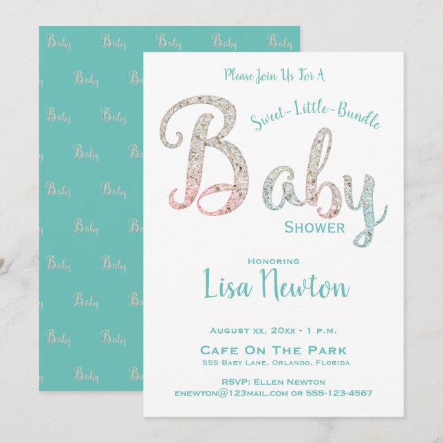 Baby Shower Pastel Green Invitation (Front/Back)