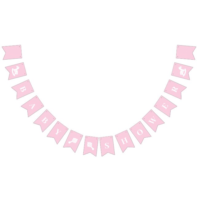 Baby Shower Pastel Pink Baby Girl Bunting Flags (All)