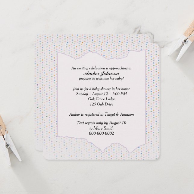 Baby Shower Pastel Polka Dots Invitation (Front/Back In Situ)