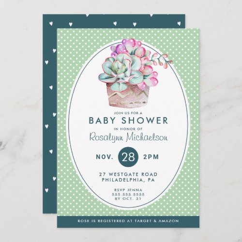 BABY SHOWER  Pastel Watercolor Cactus Invitation