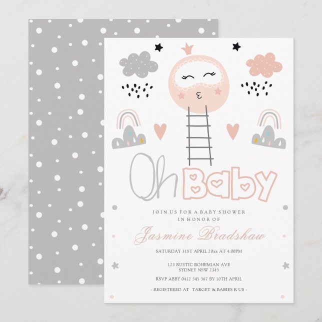 Baby Shower Pathway to the Moon Oh Baby Invitation (Front/Back)