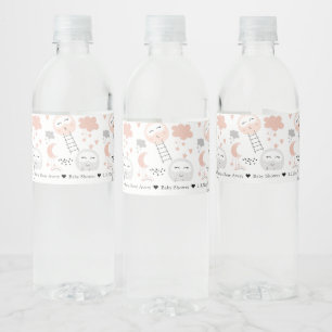 Baby Shower Pathway to the Moon Personalized Water Bottle Label