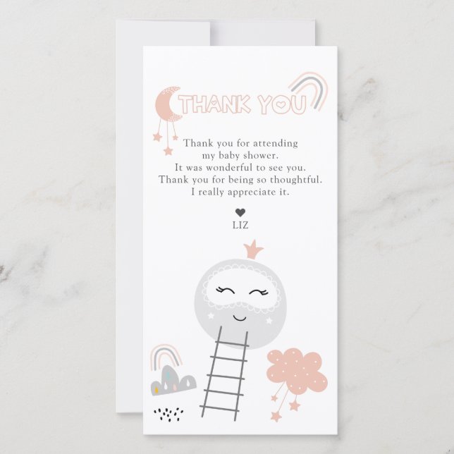 Baby Shower Pathway to the Moon Thank You Card (Front)