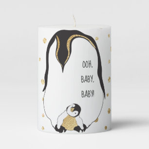 Baby Shower Penguin Baby 3 x 4" Pillar Candle