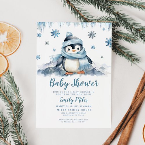 Baby Shower Penguin Invitation