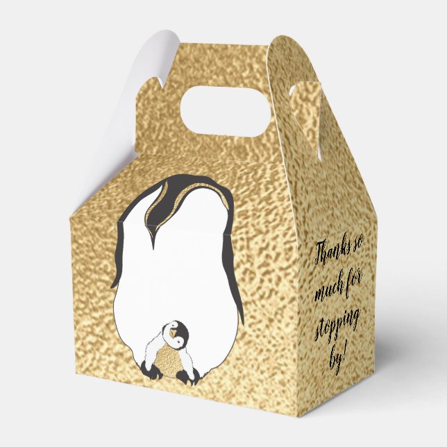 Baby Shower Penguins Mom and Baby Favor Boxes (Front Side)