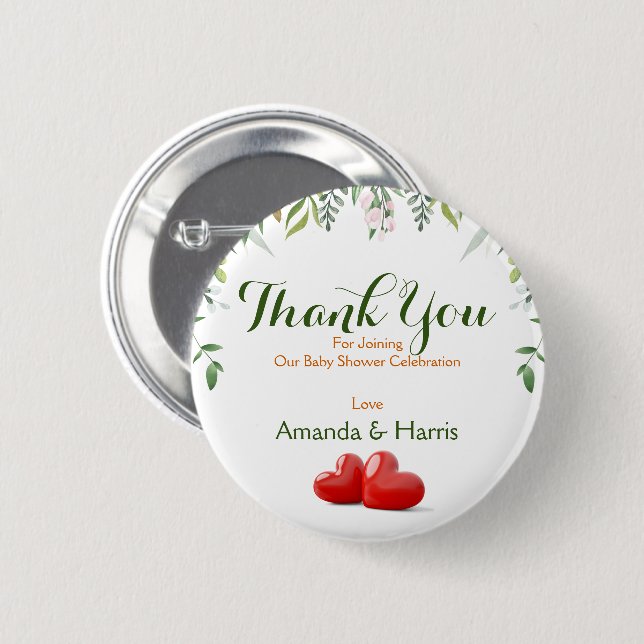 Baby Shower Personalize Design Button (Front & Back)