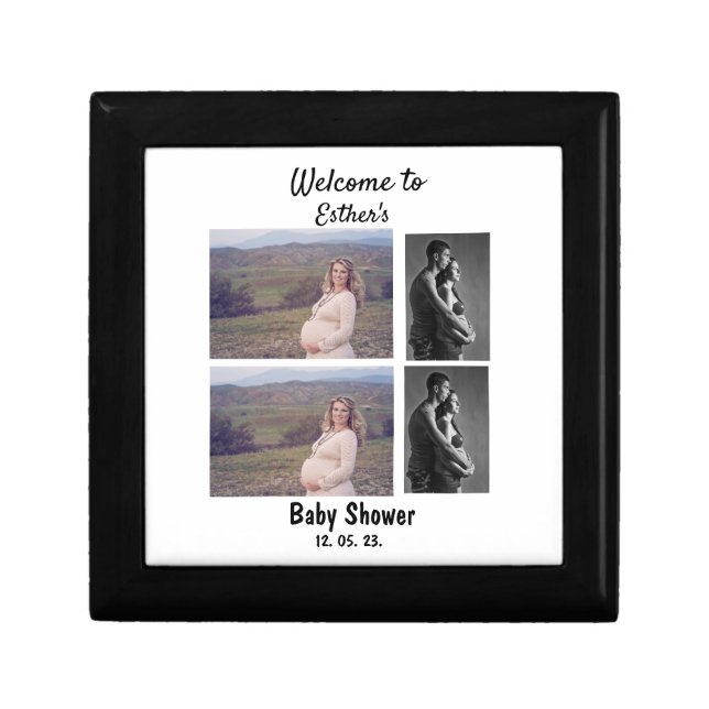 Baby shower personalized 4 photo collage gift box (Front)