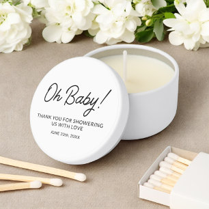Baby Shower Personalized Black White Oh Baby Mini Candle Favors