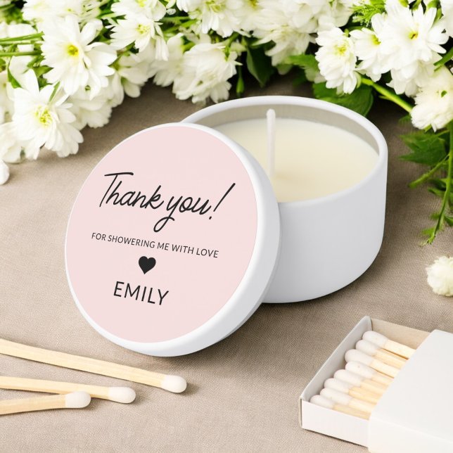Baby Shower Personalized Blush Pink Mini Candle Favors (Creator Uploaded)