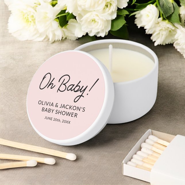 Baby Shower Personalized Blush Pink Oh Baby Mini Candle Favors (Creator Uploaded)