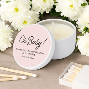 Baby Shower Personalized Blush Pink Oh Baby Mini Candle Favors