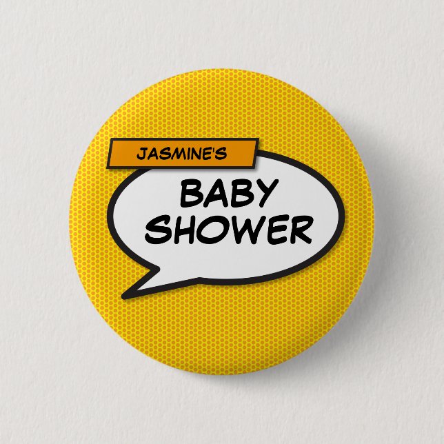 Baby Shower Personalized Funny Modern Button (Front)