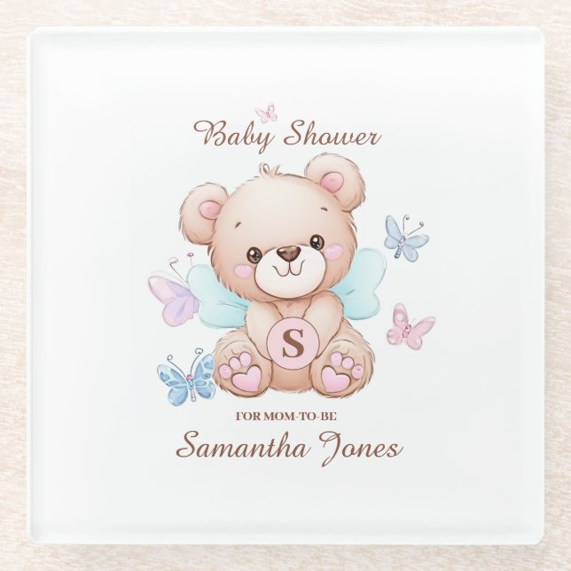 Baby Shower Personalized Glass Coaster (Front)