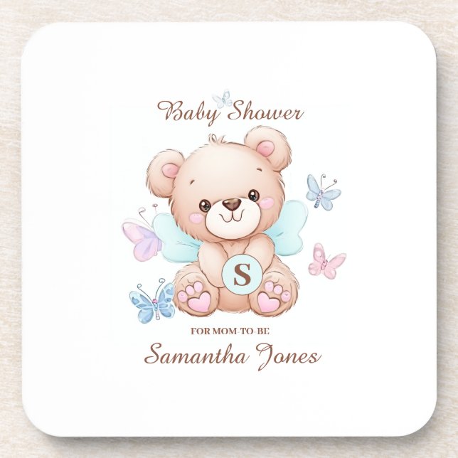 Baby Shower Personalized Hard Plastic Coaster (Front)
